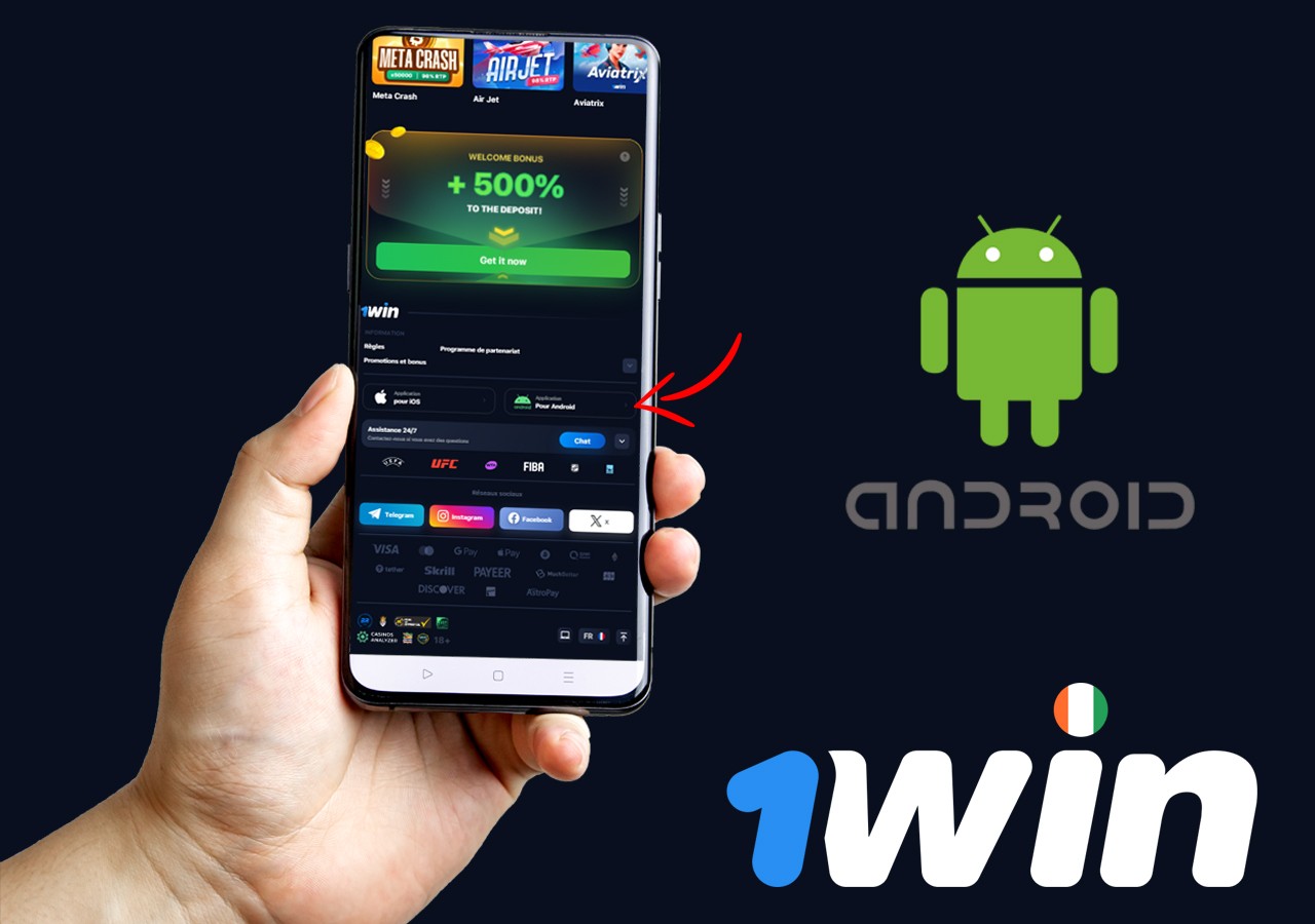 Application sur le système android du site win 1