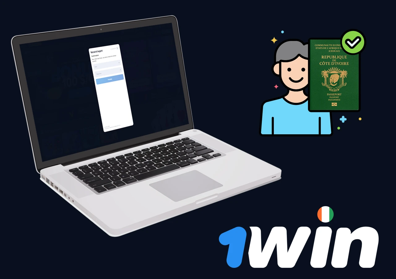 Vérification du compte après l'inscription au casino 1win côte divoire connexion