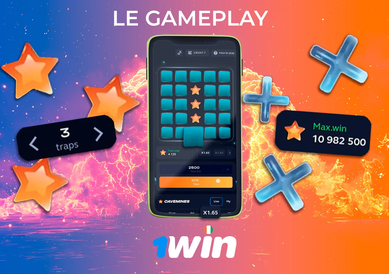 Le gameplay du jeu à partir de votre téléphone est un écran de sapeur et un jeu de pari.