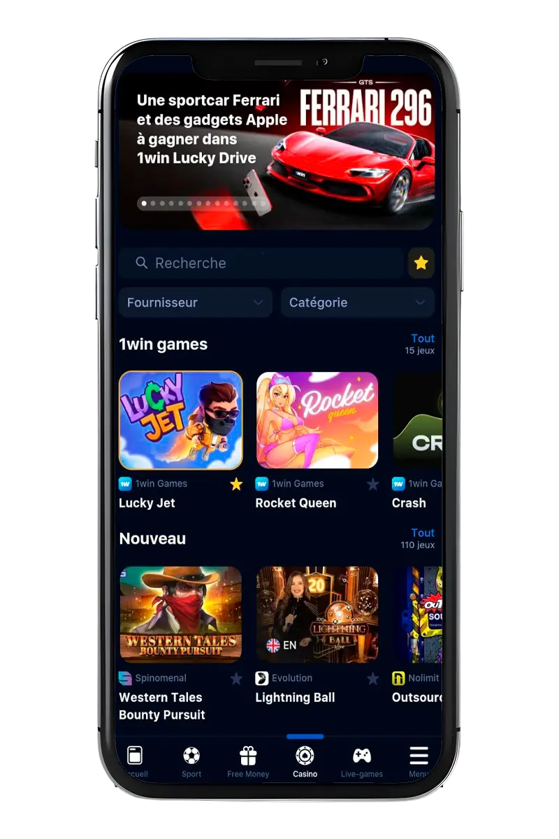 1Win jeux de casino