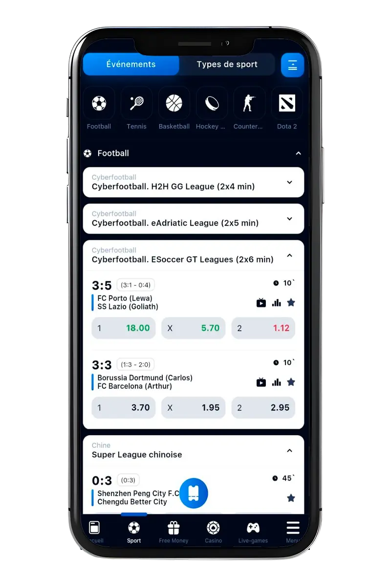 1Win section paris sportifs