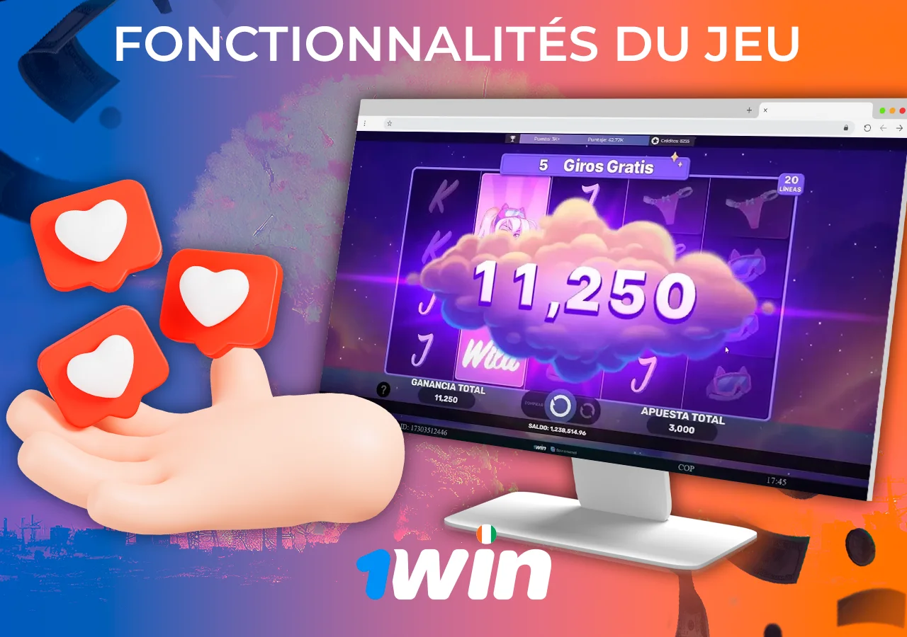 L'écran affiche les gains du jeu Spins Queen sur le site 1Win