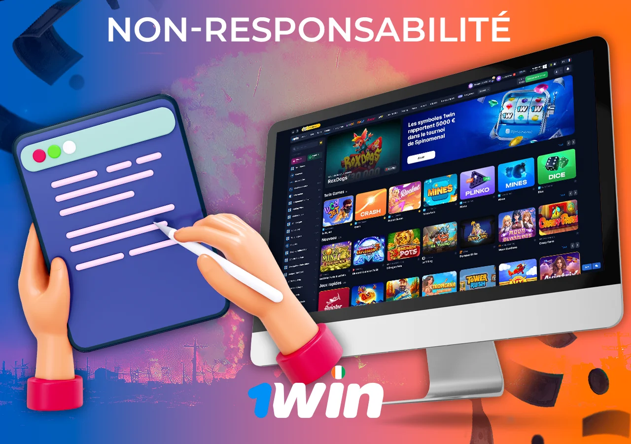 Moniteur avec la section principale du casino en ligne, à côté du document